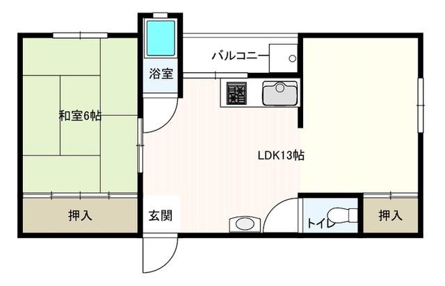 富士ハイツ(1LDK/2階)の間取り写真