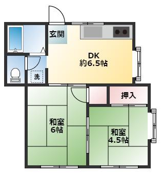 サン引橋(2DK/2階)の間取り写真