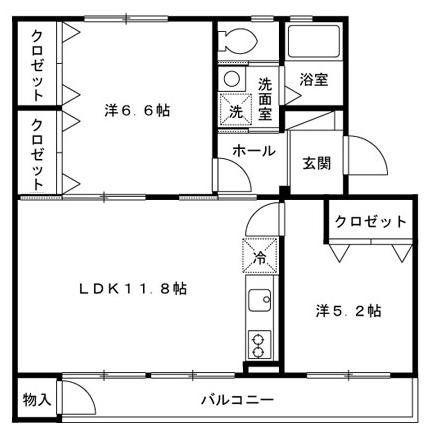 クロフト(2LDK/4階)の間取り写真