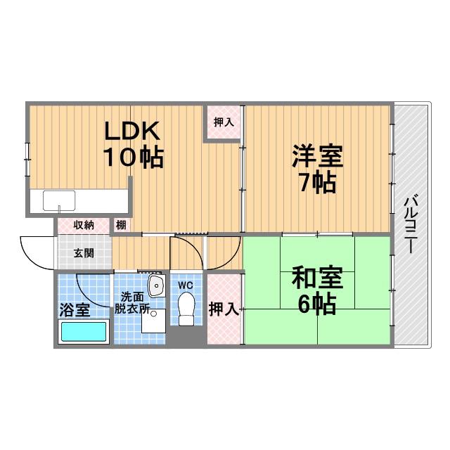 ジュエルコート甲子園口II(2LDK/2階)の間取り写真