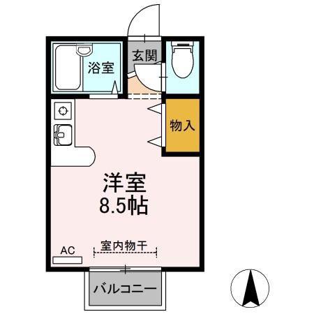 コーポ青野(ワンルーム/2階)の間取り写真