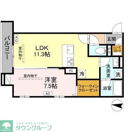 フリシュ深見(1LDK/3階)の間取り写真