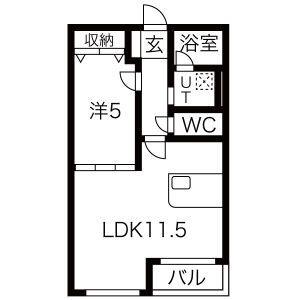 フレシールI(1LDK/1階)の間取り写真