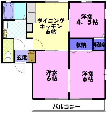 モデラート A(3DK/1階)の間取り写真