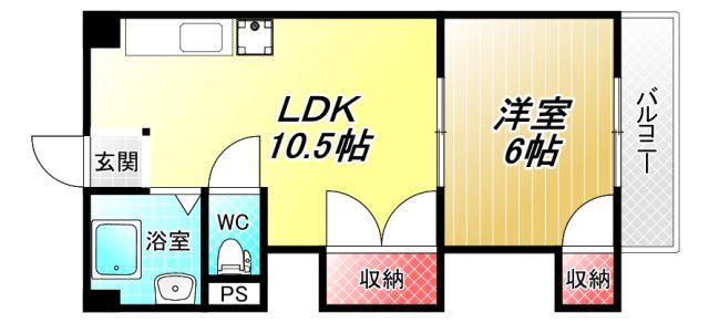 山本北コーポラス2号館(1LDK/2階)の間取り写真
