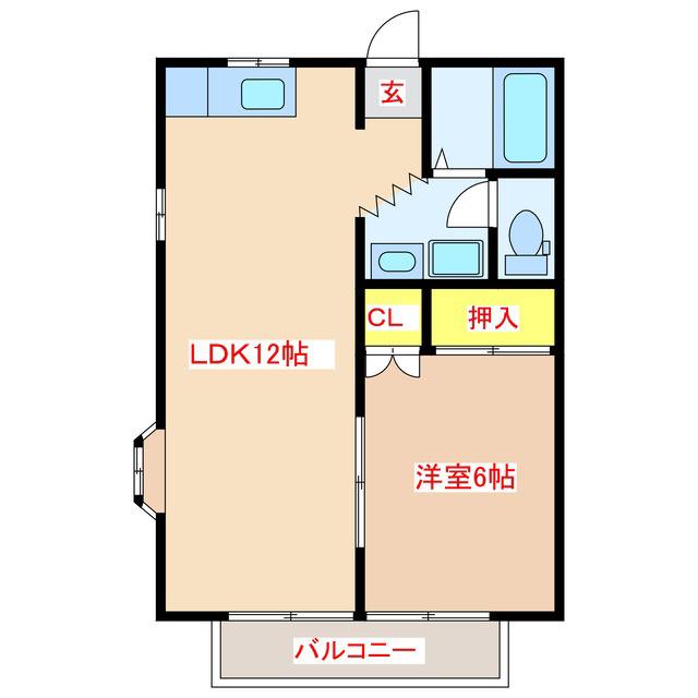 フレンズK(1LDK/2階)の間取り写真