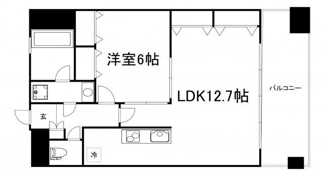 キャピトル安堂寺(1LDK/6階)の間取り写真
