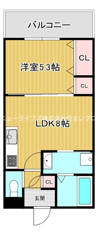 クリエオーレ大池町Ⅰ(1LDK/2階)の間取り写真