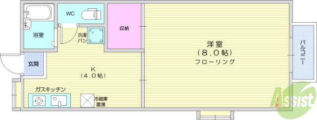 メゾンパークつつみ(1K/1階)の間取り写真