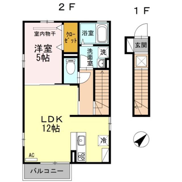 クランベリー(1LDK/2階)の間取り写真