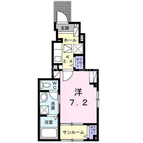 GRAN NOIR I(1K/1階)の間取り写真