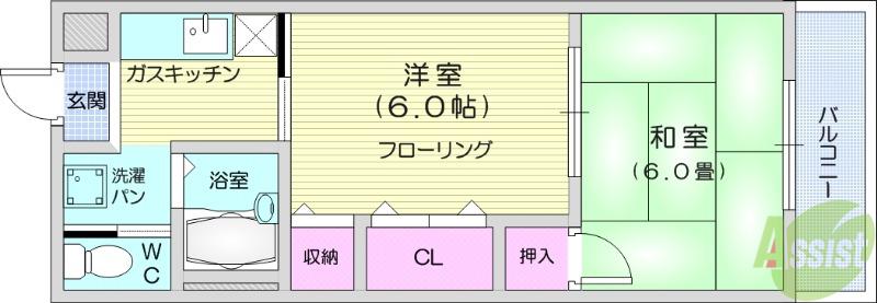 レジデンス大和3番館(2K/5階)の間取り写真