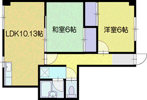 サンフラワーマンション(2LDK/3階)の間取り写真