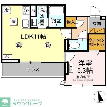 KURASHIRO(1LDK/1階)の間取り写真