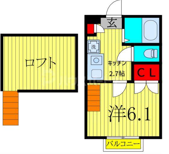 ウイスティリア本郷(1K/2階)の間取り写真