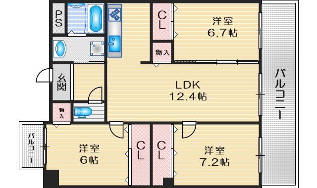 ふじハイツ(3LDK/2階)の間取り写真