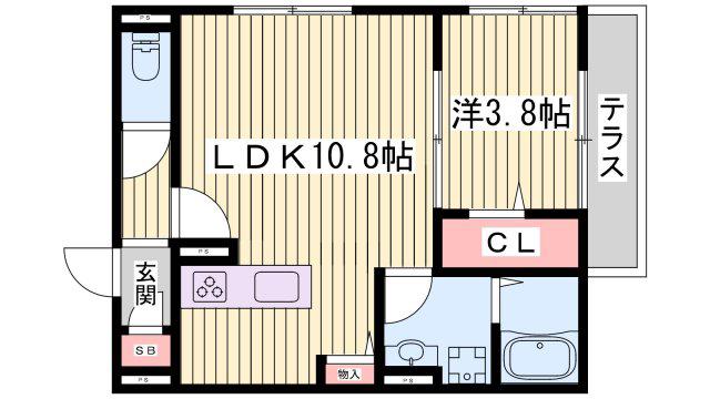 クローバー富士1号館(1LDK/1階)の間取り写真
