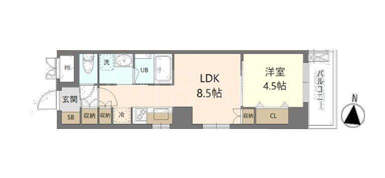 GRANDE-MERE横浜大口(1LDK/4階)の間取り写真