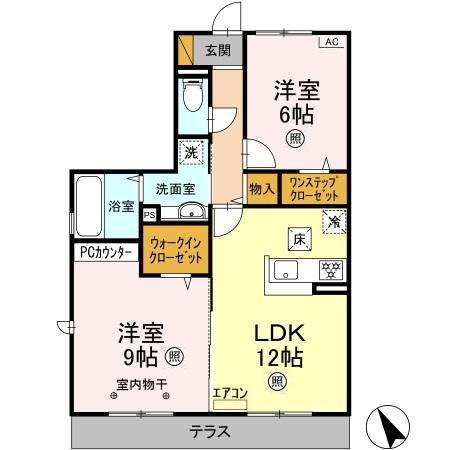 エスポワールソレーユ(2LDK/1階)の間取り写真