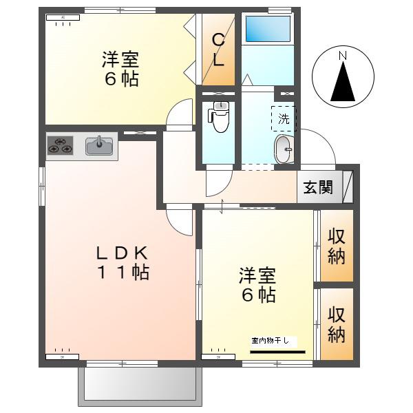 セジュール21 A(2LDK/2階)の間取り写真