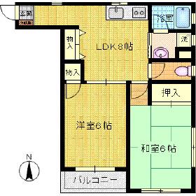 メゾン翌檜(2DK/1階)の間取り写真