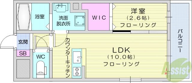 サンシャイン太子堂(1LDK/1階)の間取り写真