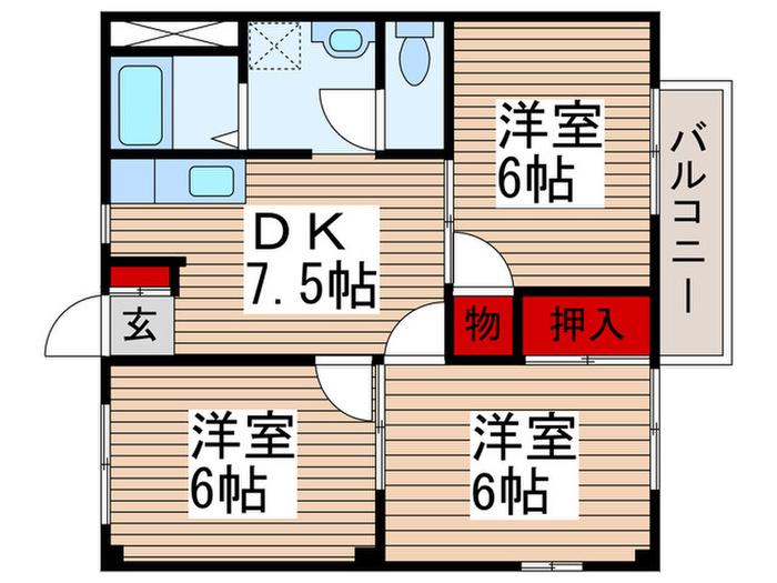 アークス柏の葉(3DK/2階)の間取り写真