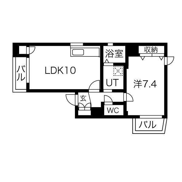 アビタシオン葵(1LDK/4階)の間取り写真