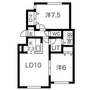サンピラー菊水(2LDK/3階)の間取り写真