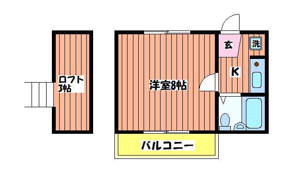 美野和コーポ(1K/2階)の間取り写真