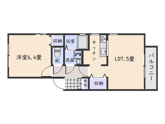 KIKUNAGA08(1LDK/1階)の間取り写真