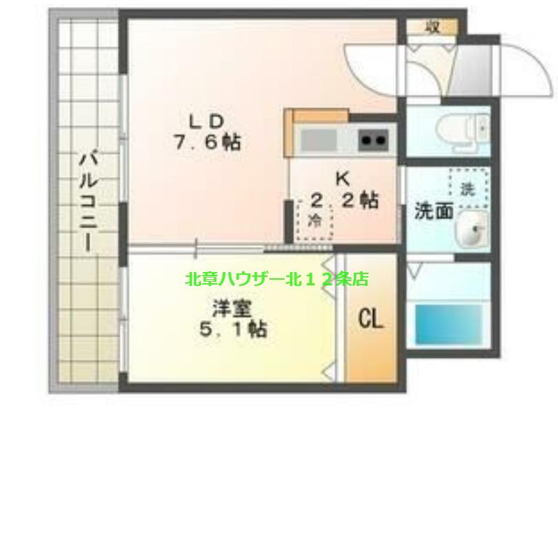 セブンスコートN14(1LDK/4階)の間取り写真