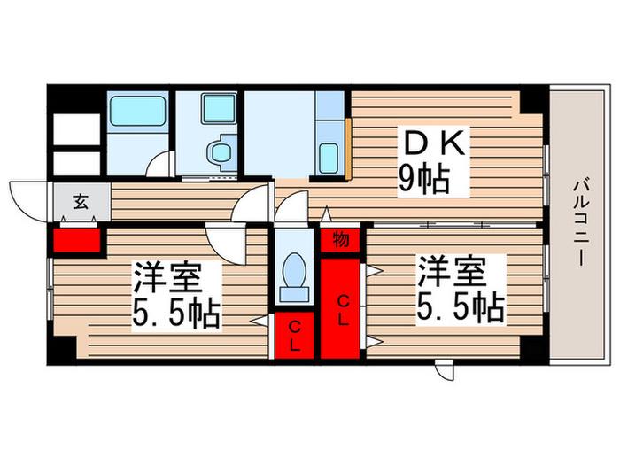 グレースコート妙典(2DK/4階)の間取り写真