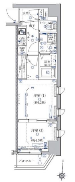クレイシア菊川(2K/6階)の間取り写真