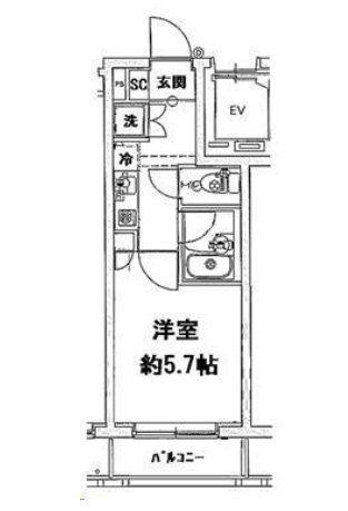 LAリトス西早稲田(1K/3階)の間取り写真