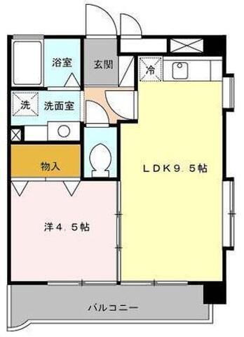ソレイユ木山(1LDK/4階)の間取り写真