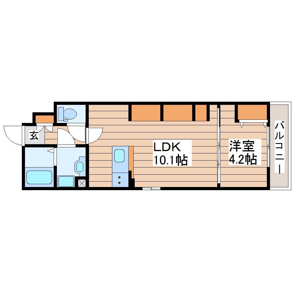 ウィルスター名取(1LDK/3階)の間取り写真