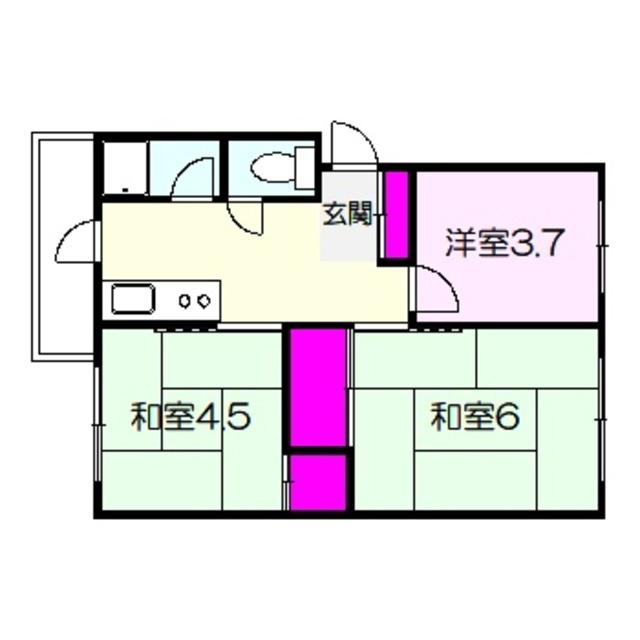 北野田マンション巽A棟(3K/3階)の間取り写真