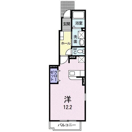 ソレイユA(ワンルーム/1階)の間取り写真