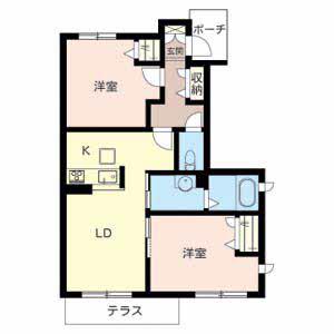 プロヌーブ光彩二番館(2LDK/1階)の間取り写真