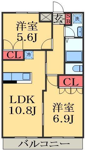 シンフォニー(2LDK/1階)の間取り写真