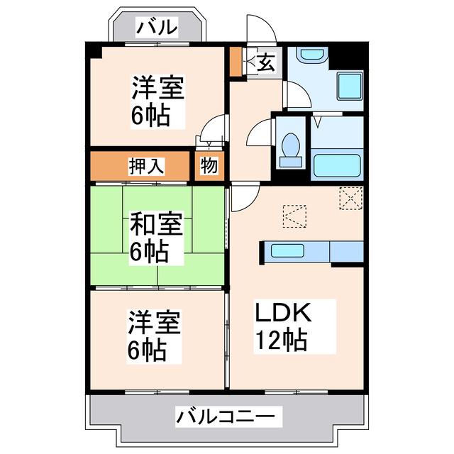 ＪＲ豊肥本線 平成駅 徒歩3分 4階建 築31年(3LDK/1階)の間取り写真