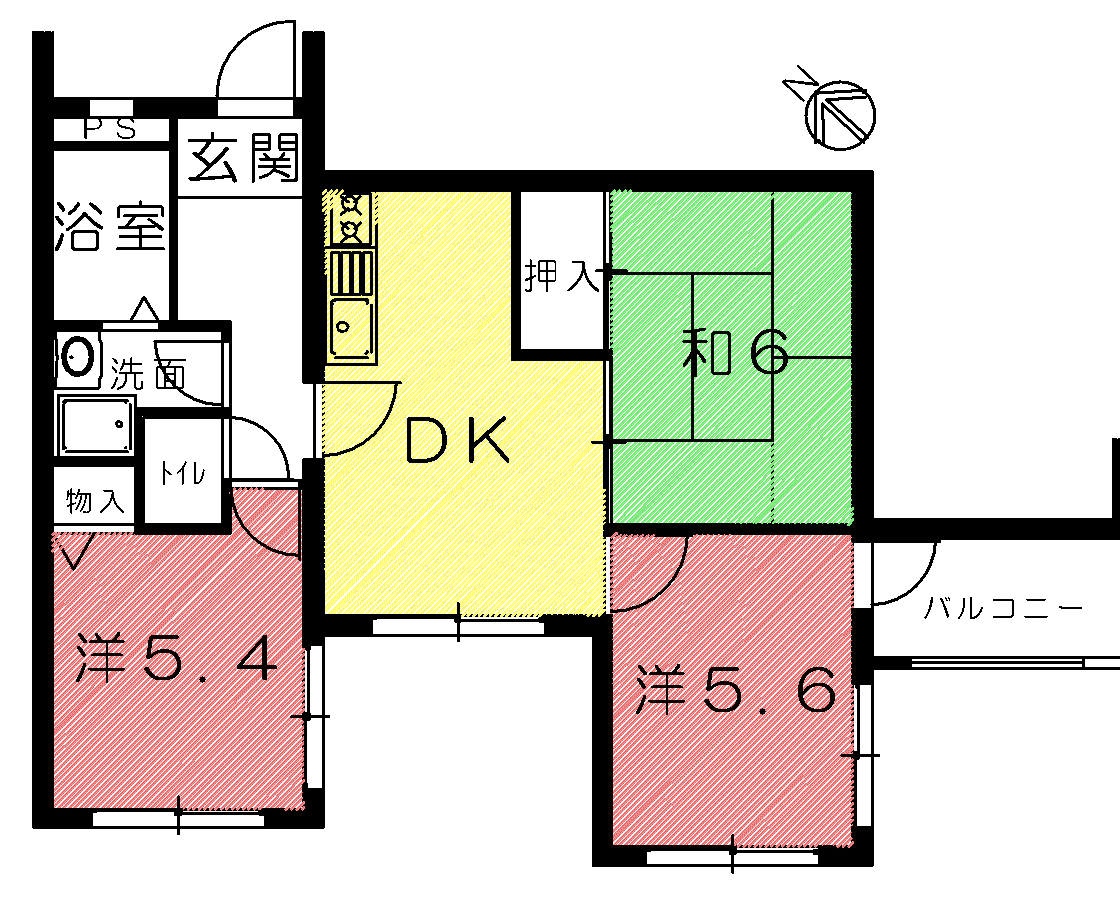 メゾン中央(3DK/3階)の間取り写真