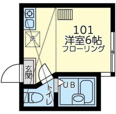 ユナイト追浜ヴィーナス(ワンルーム/1階)の間取り写真