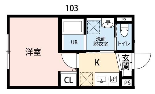 CRECIA津田沼(1K/1階)の間取り写真