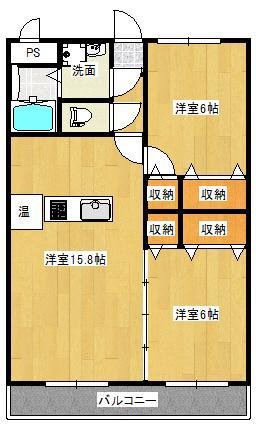 サンライズ旭(3DK/2階)の間取り写真