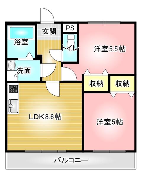 日映マンションIII(2LDK/3階)の間取り写真