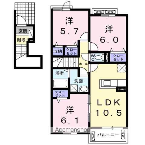 ラ・ルーチェ II(3LDK/2階)の間取り写真
