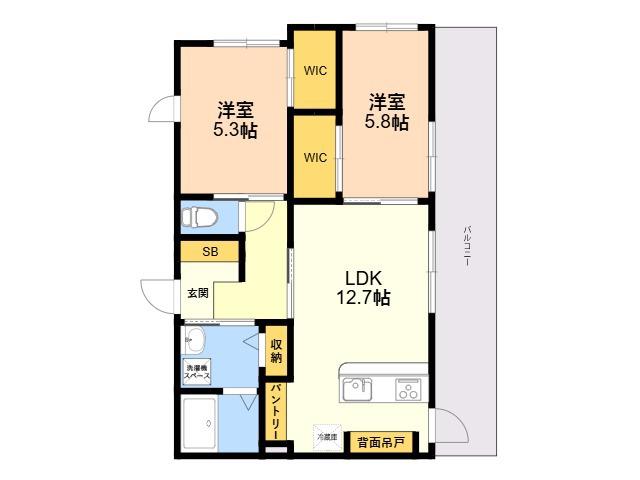 REGINA(2LDK/2階)の間取り写真
