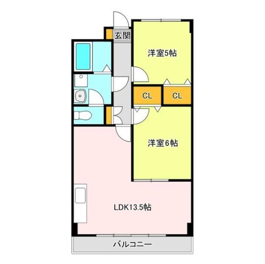 あさひレジデンス参番館(2LDK/5階)の間取り写真